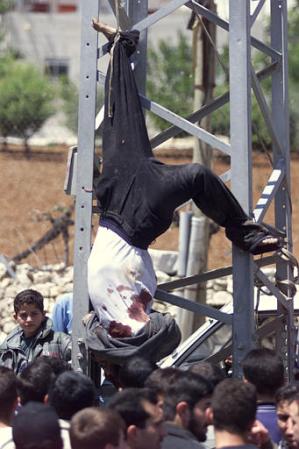 Hanged body of an Arab in Hebron