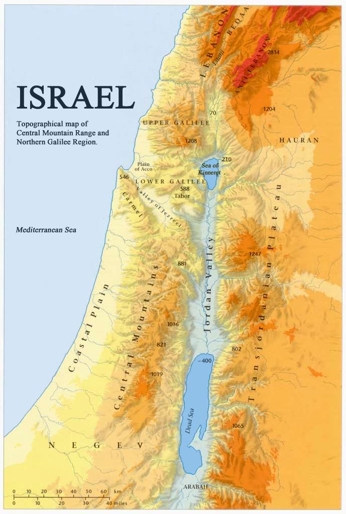 Topographical map of Israel