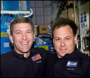 Rick D. Husband, STS-107 mission commander, and Ilan Ramon, in the SPACEHAB Research Double Module aboard the Space Shuttle Columbia.