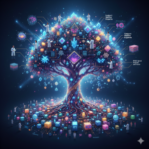 A conceptual tree of knowledge representing the Gemini AI's growth within the Google family (2017-2026), featuring foundational data roots and scientific expert peer-review by a global community.
