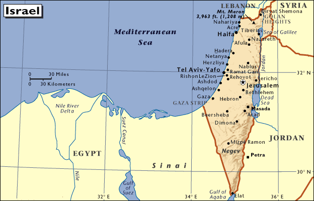 Map Of Israel And Middle East Neighbor Countries