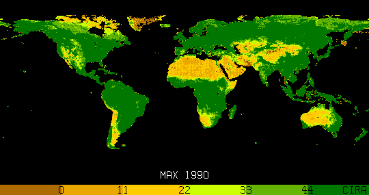 Maximum NDVI (%) in 1990